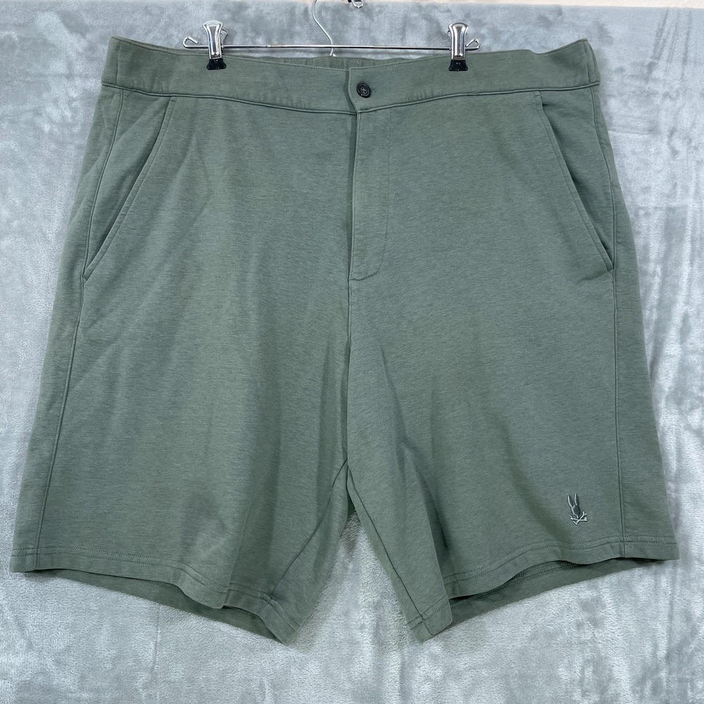 Psycho‎ Bunny French Terry Shorts Big & Tall Men's 2XLT Green Drawstring Waist